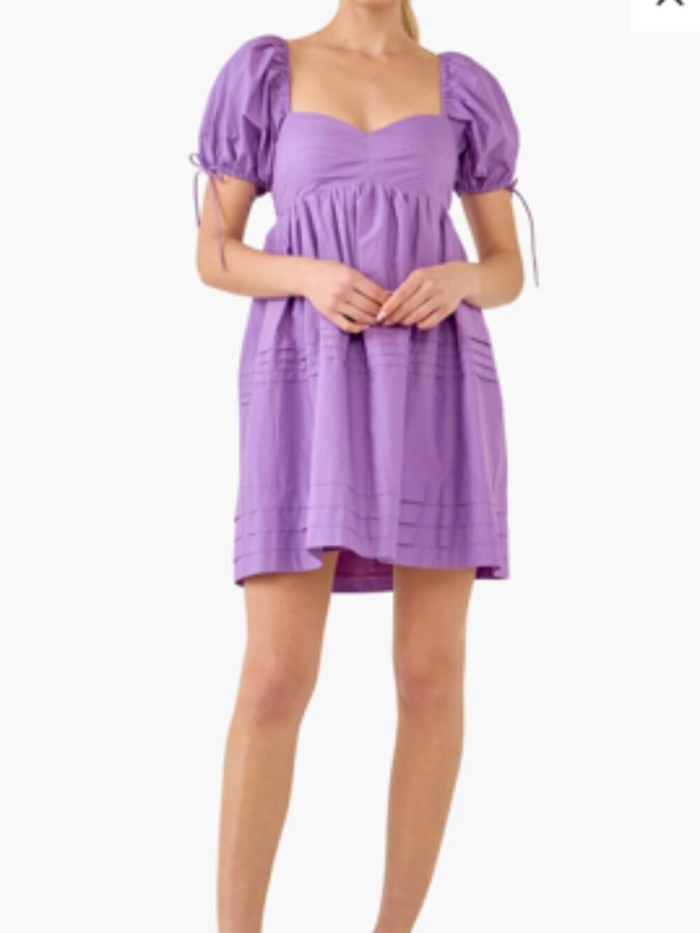 English Factory Cotton Poplin Babydoll Mini Dress Purple Puff Sleeve NWT Small